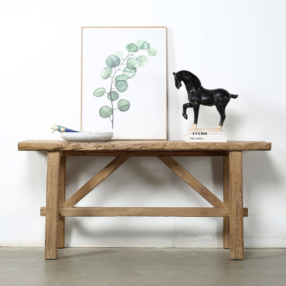 Approx. 5-5.5ft Long Rustic Vintage Console Table Weathered Natural