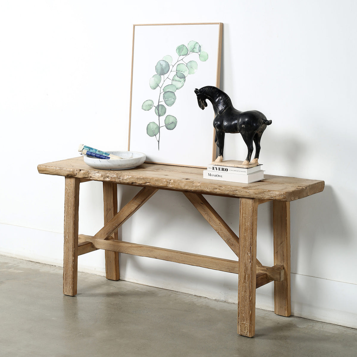 Approx. 5-5.5ft Long Rustic Vintage Console Table Weathered Natural
