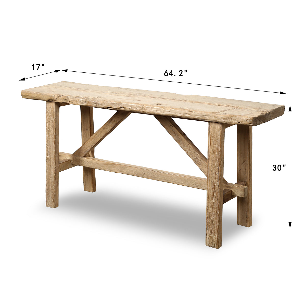 Approx. 5-5.5ft Long Rustic Vintage Console Table Weathered Natural