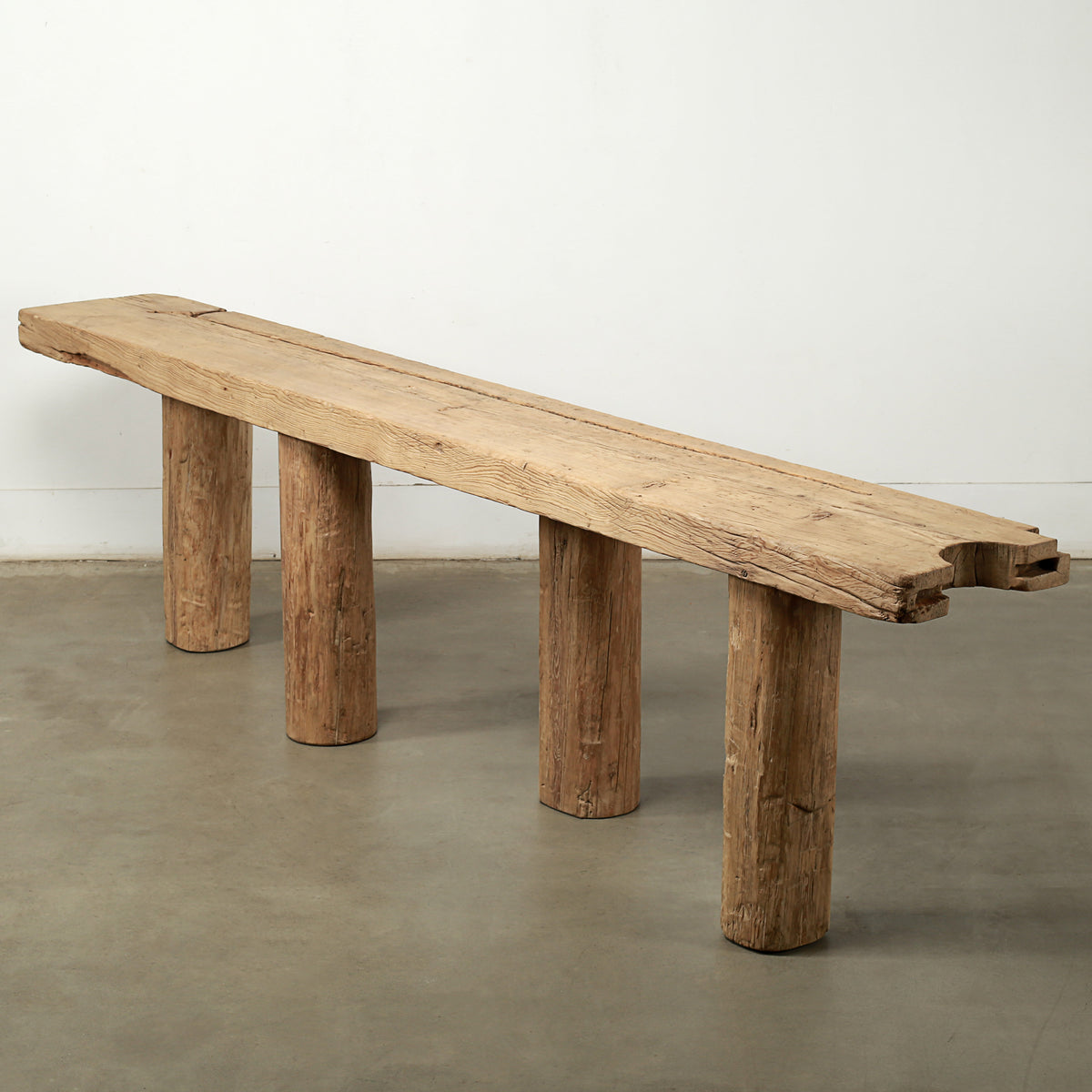 128 Inches Long Live Edge Console with Four Legs
