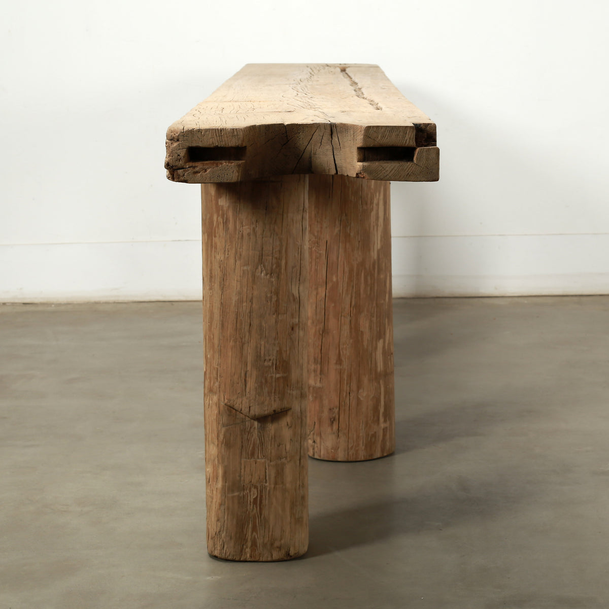 128 Inches Long Live Edge Console with Four Legs