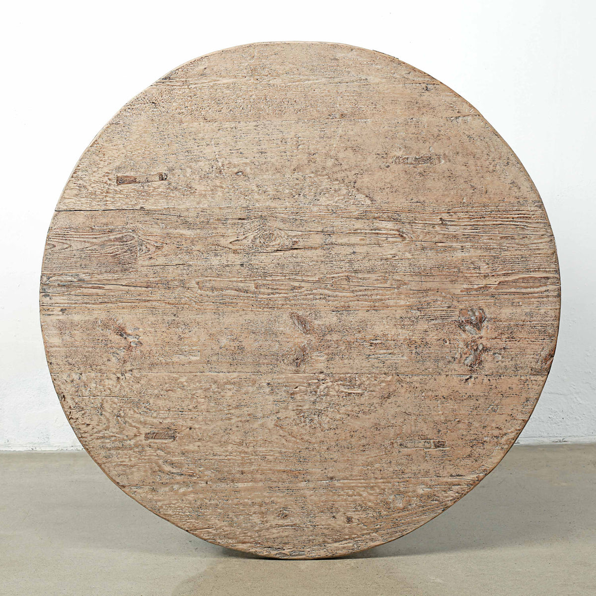 Approx.50 Inches Round Vintage Coffee Table Elmwood Weathered Natural