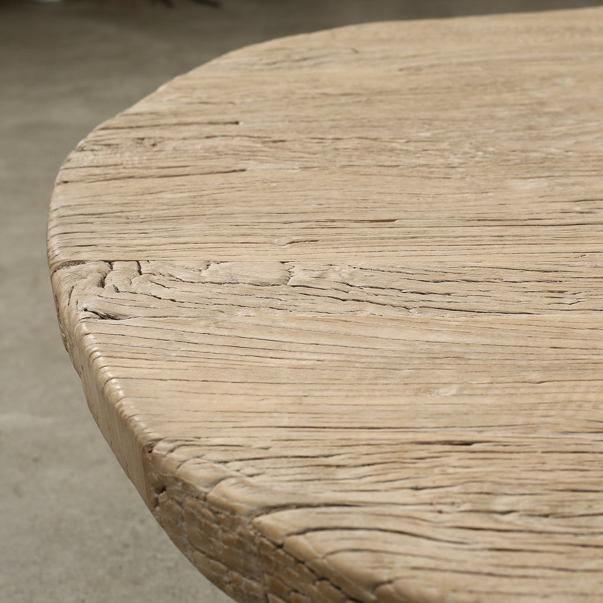Approx.48-54 Inches Round Vintage Coffee Table Elmwood Weathered Natural