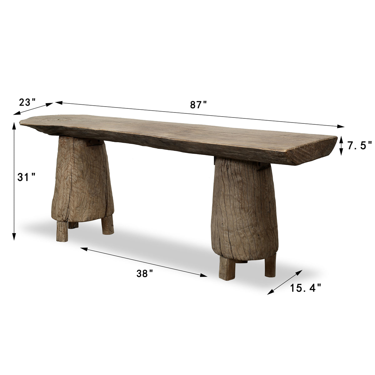 Approx. 87 Inches Long Live Edge Console Weathered Natural