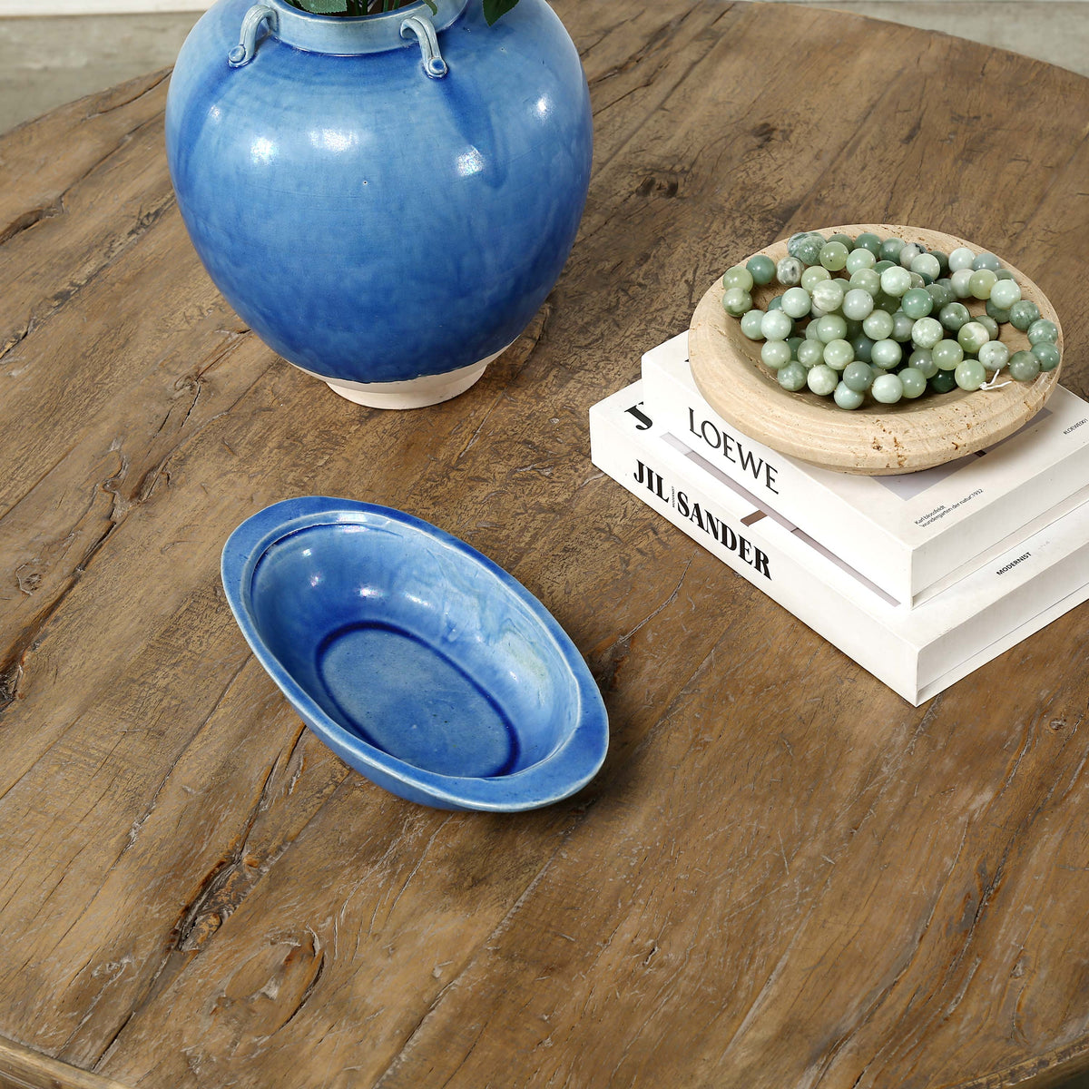 Approx. 42 Inches Round Vintage Rustic Coffee Table Weathered Natural