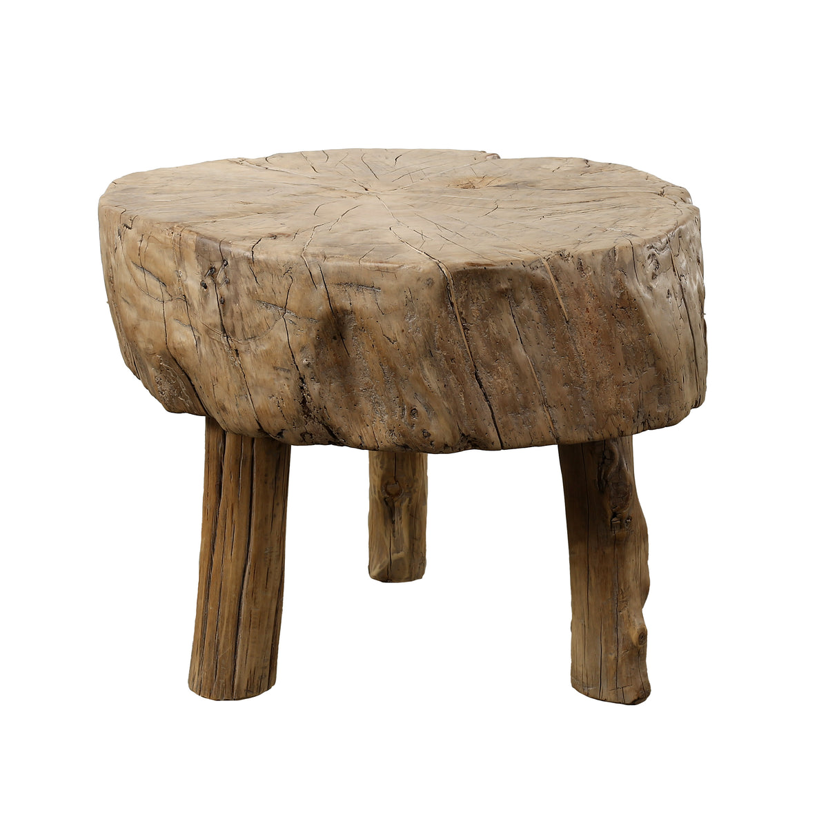 Approx. 24 Inches Live Edge Vintage Rustic Side Table Weathered Natural