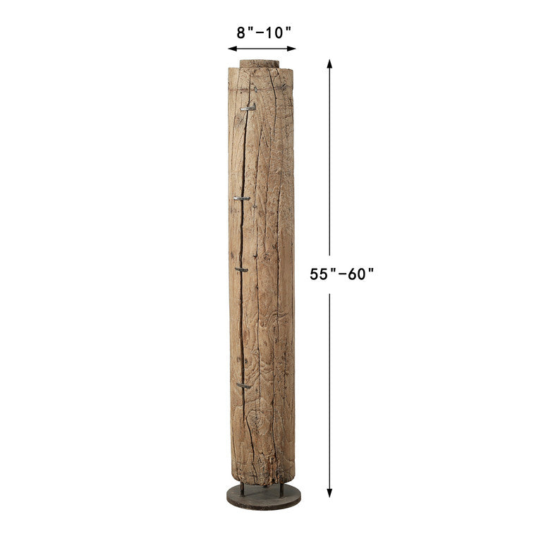Approx. 5ft High 8-10 Inches Round Vintage House Beam with Iron Stand image 3