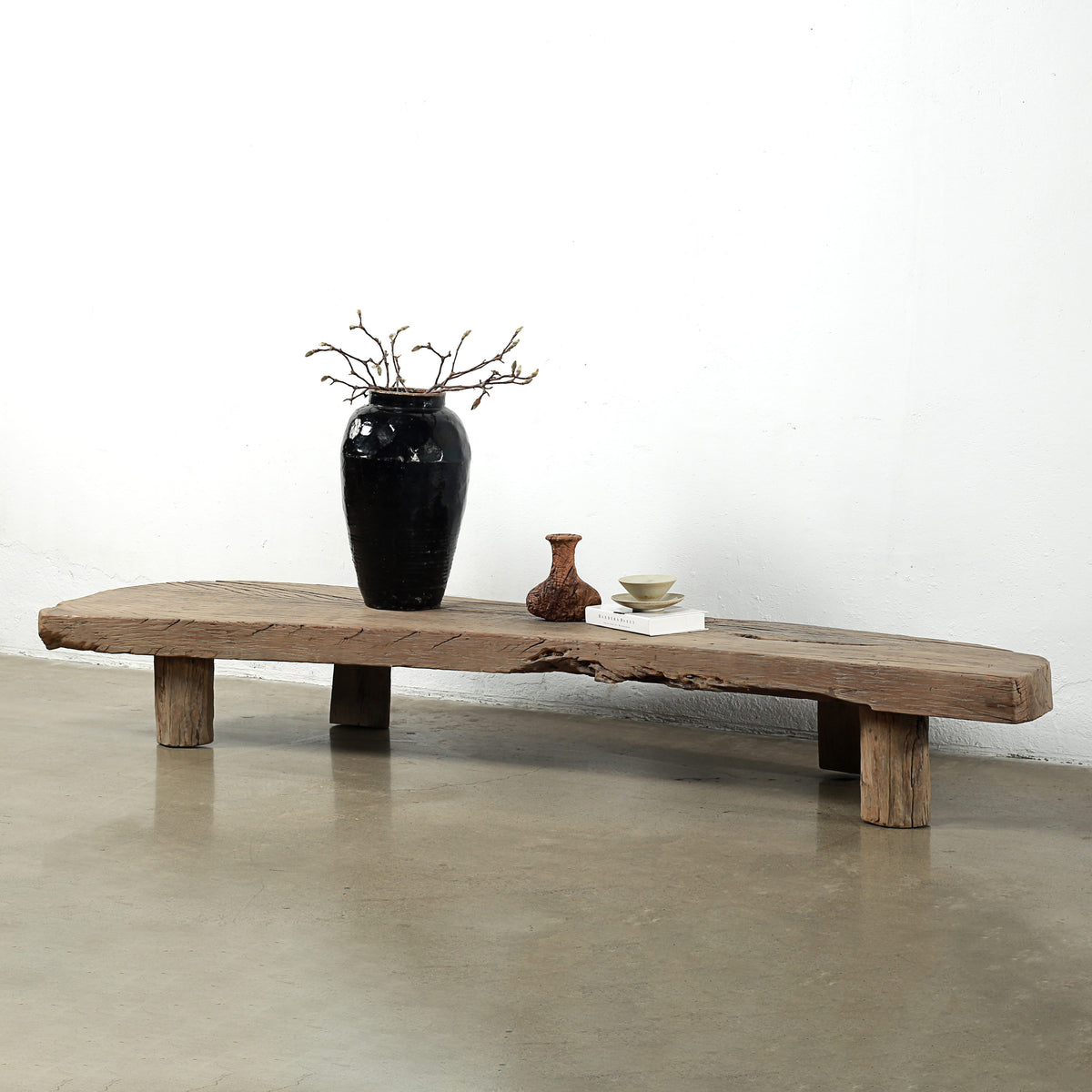 Approx. 100 Inches Wide 24 Inches Deep Live Edge Vintage Table/Bench Weathered Natural