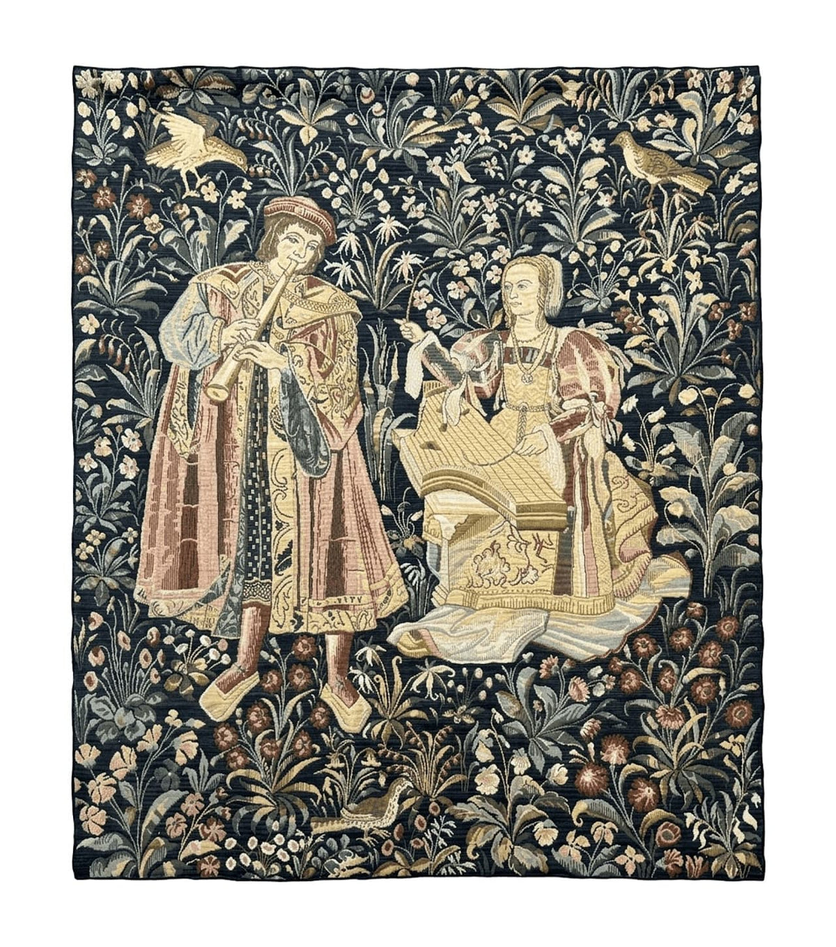 Vintage Belgium Tapestry 4x5, The Concet Musicians, Green - Jewel Rugs