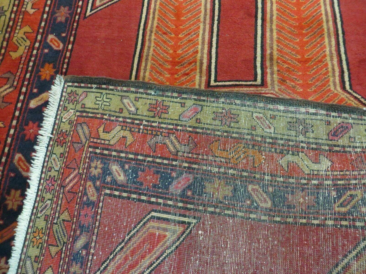 4' 10" X 11' Antique Handmade Turkish Kazak Wool Rug SHIELD Hand Knotted Red - Jewel Rugs, view 11