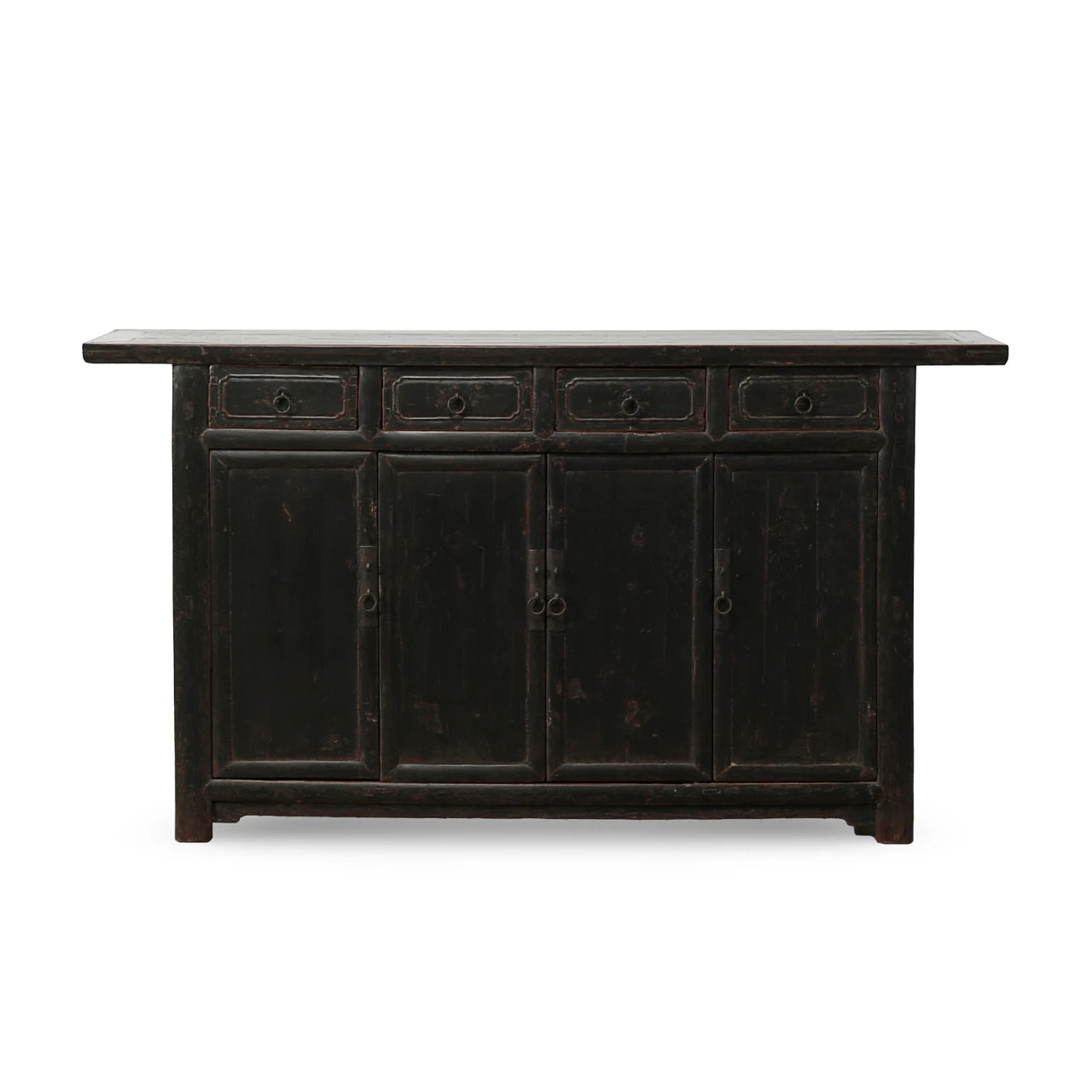 Vintage Sideboard With Four Drawers And Four Doors | Black Lacquer