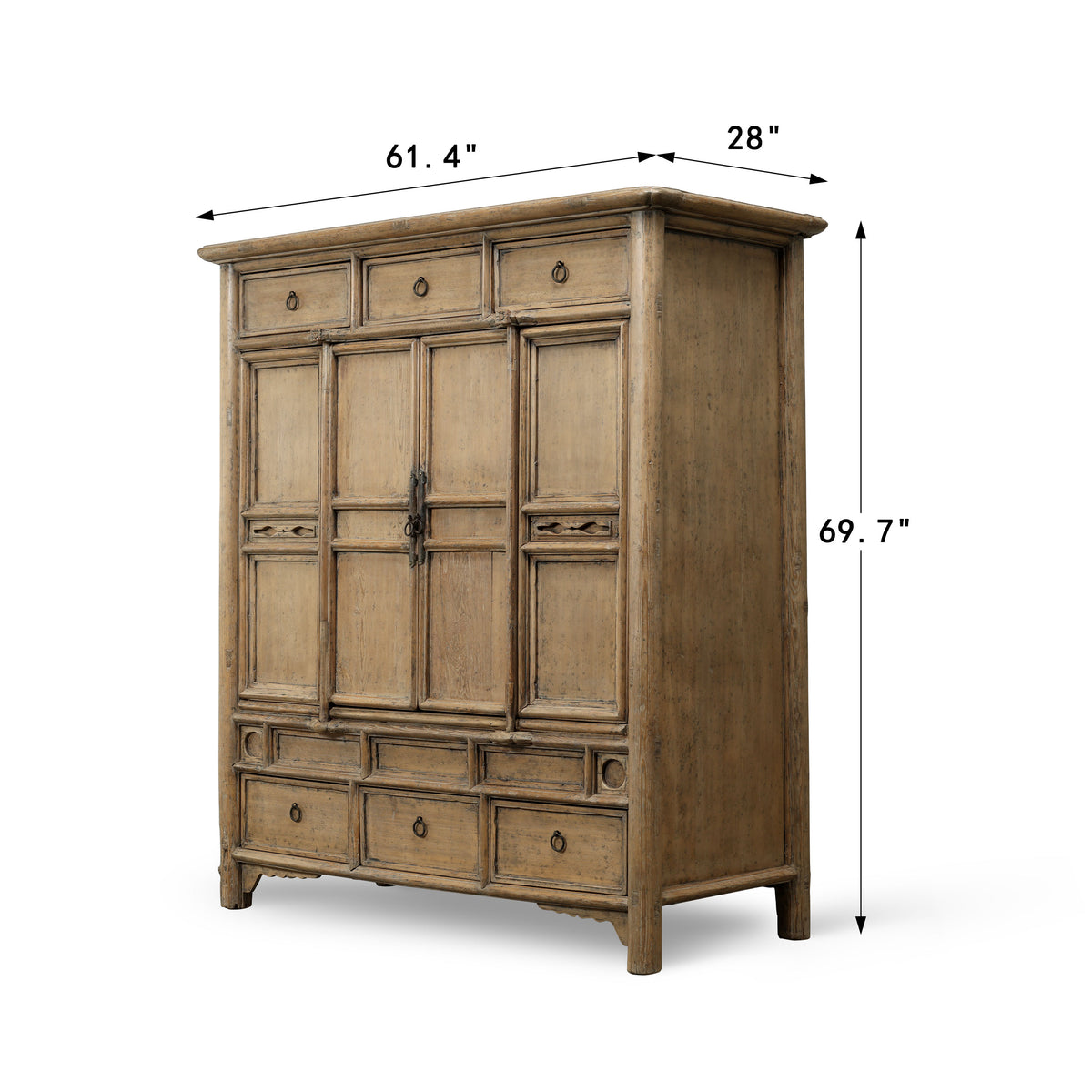 Approx. 61" Wide 70" Tall Ming Harmony Storage Cabinet with Six Drawers Weathered Natural