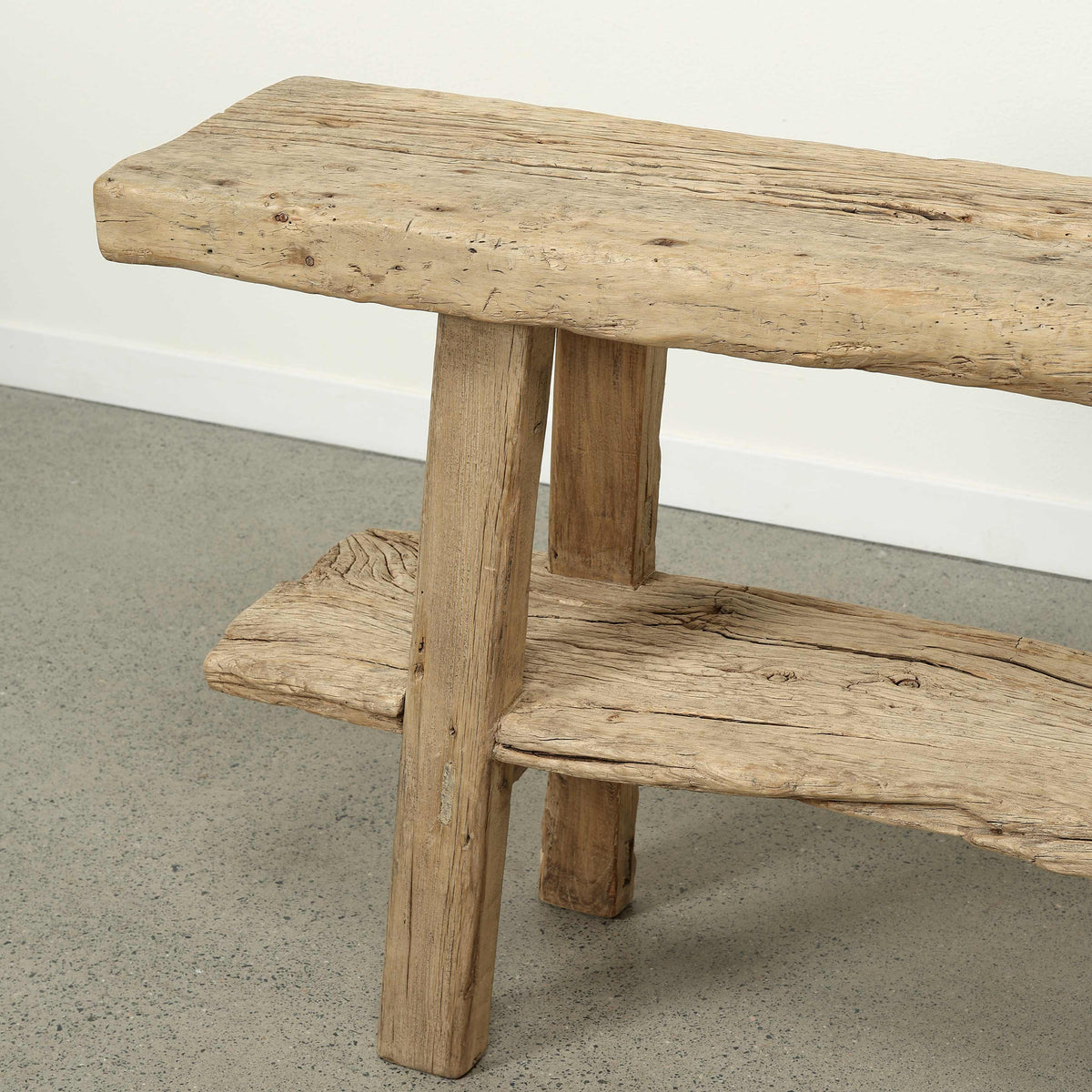 Approx. 77 Inches Wide Vintage Console Table with Shelf, Weathered Natural