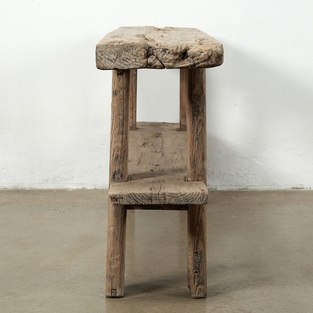 Approx. 76 Inches Wide Vintage Console Table with Shelf Weathered Natural