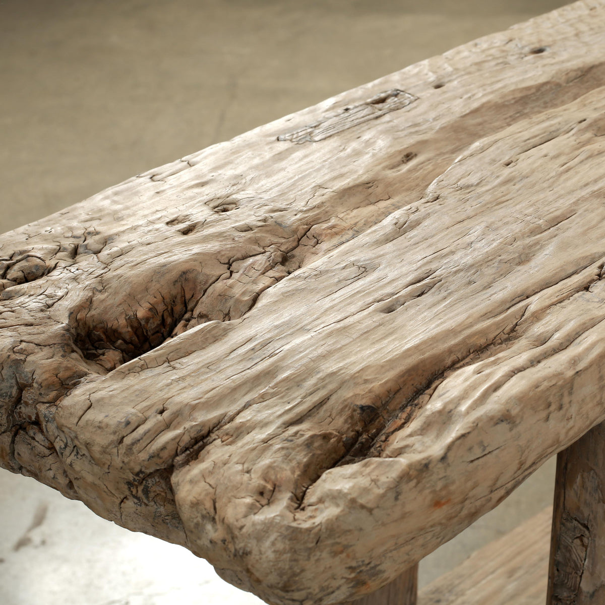 Approx. 76 Inches Wide Vintage Console Table with Shelf Weathered Natural