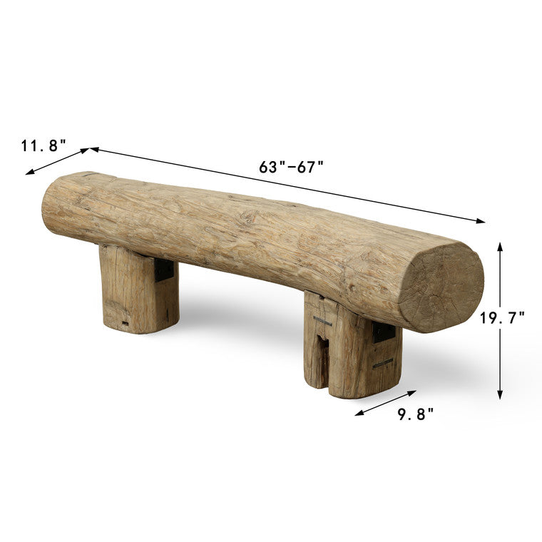 Vintage Log Bench Approx.63-67 Inches Wide, 10-12 Inches Deep, 19-21 Inches High Weathered Natural image 3