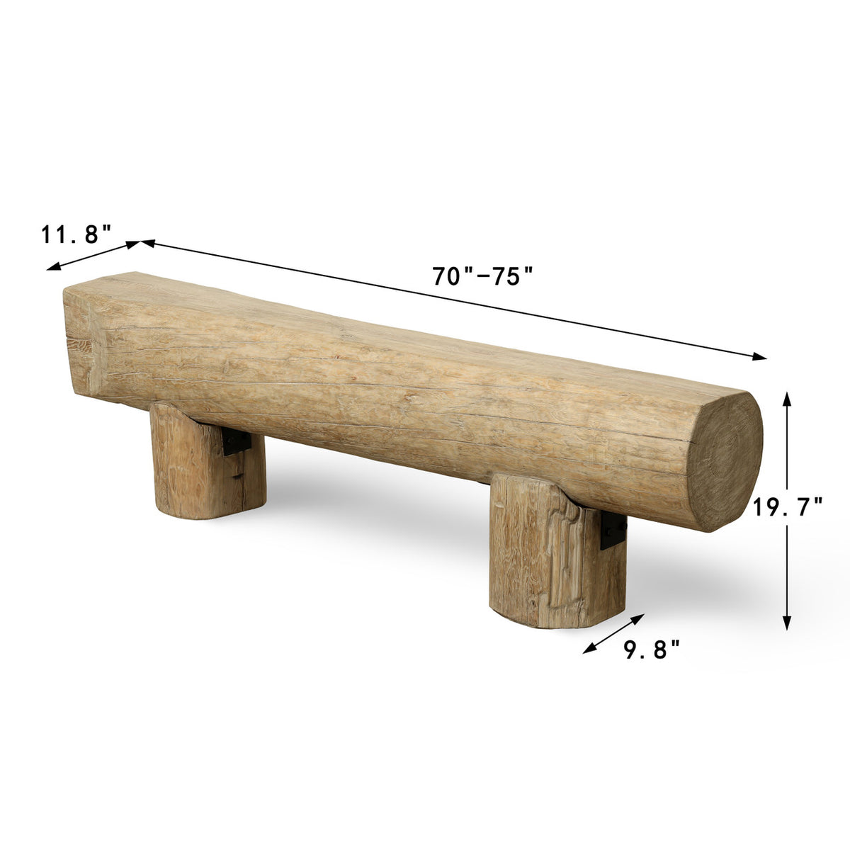 Vintage Log Bench Approx.70-75 Inches Wide, 10-12 Inches Deep, 19-21 Inches High Weathered Natural