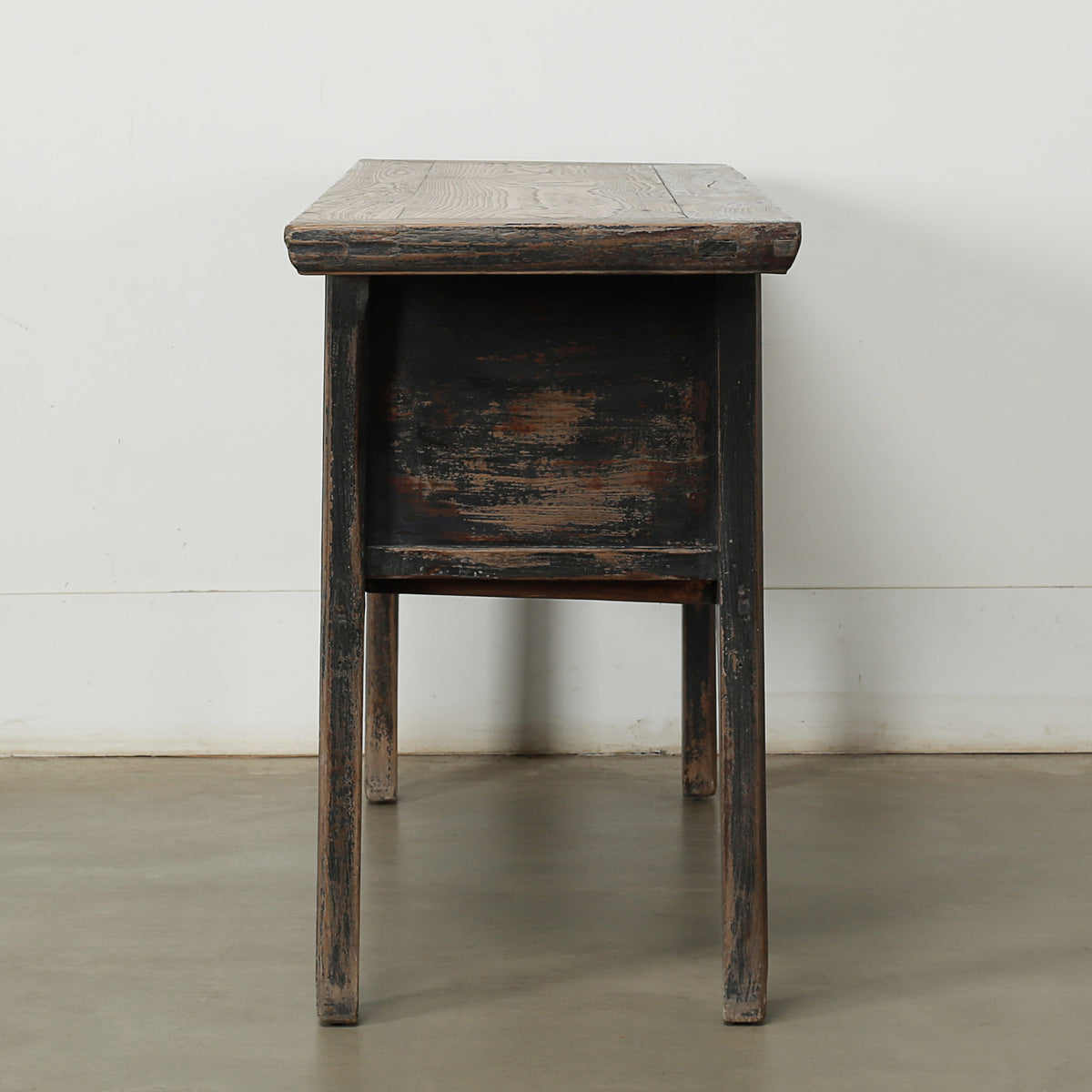 Approx. 65 Inches Wide Antique Entry Table with 7 Drawers Distressed Black