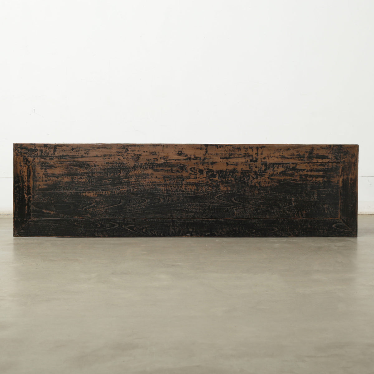 Approx. 67 Inches Wide Antique Entry Table with 7 Drawers Distressed Black Lacquer