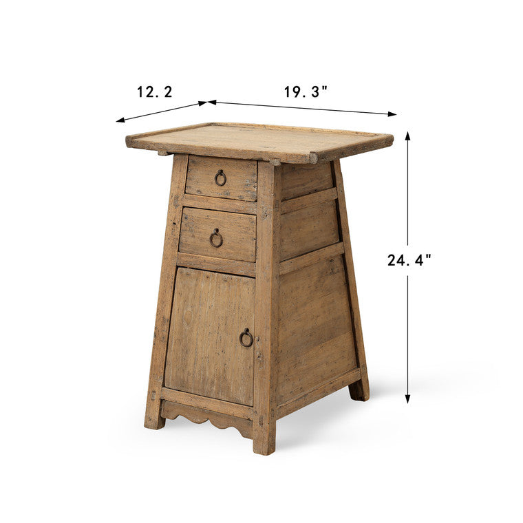 19" Wide 24" High Vintage Two-Drawers Table Weathered Natural image 3