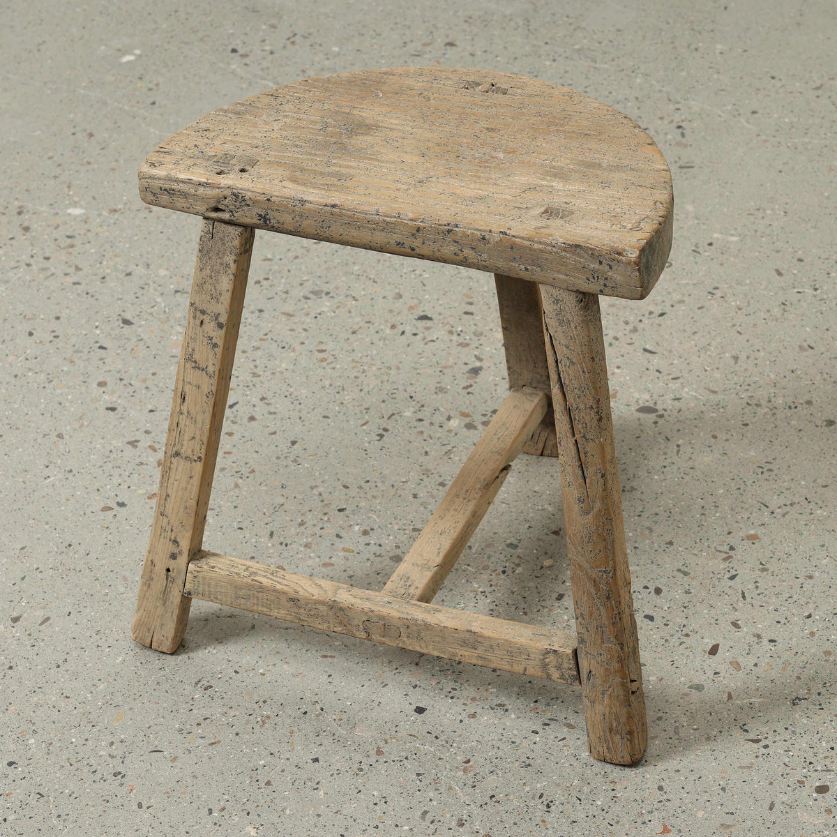 Vintage D-Shaped Stool Approx.19 Inches wide with a thick top