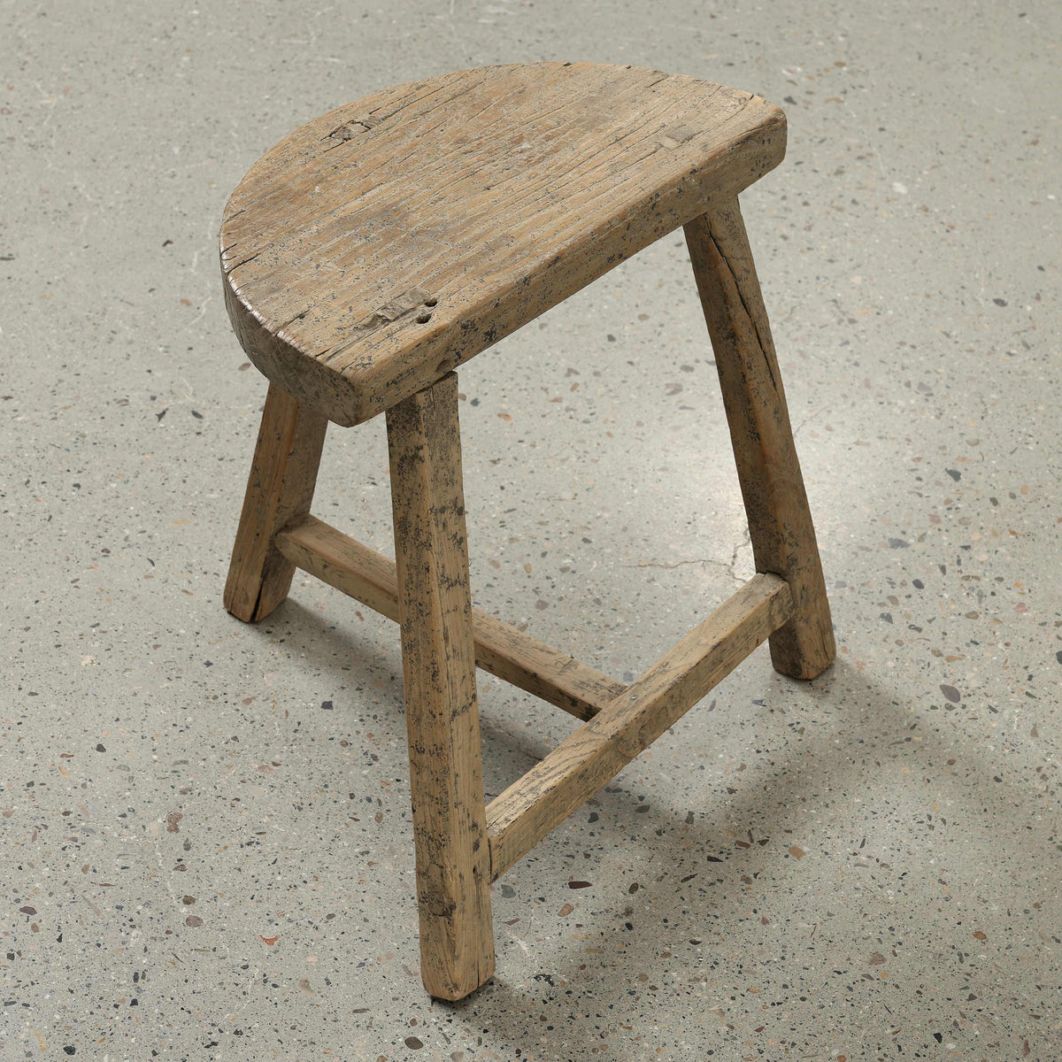 Vintage D-Shaped Stool Approx.19 Inches wide with a thick top
