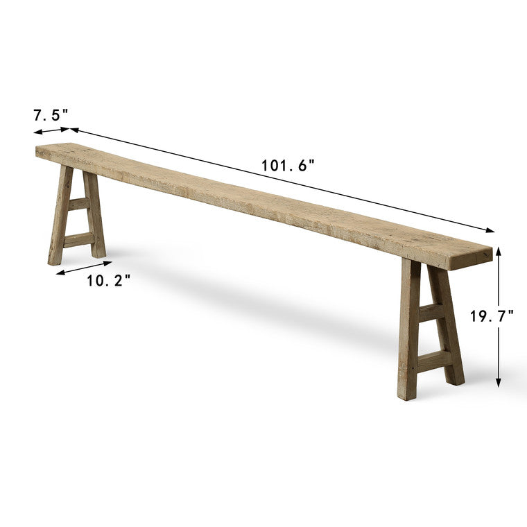 Approx. 101 Inches Wide Vintage Bench Weathered Natural image 3