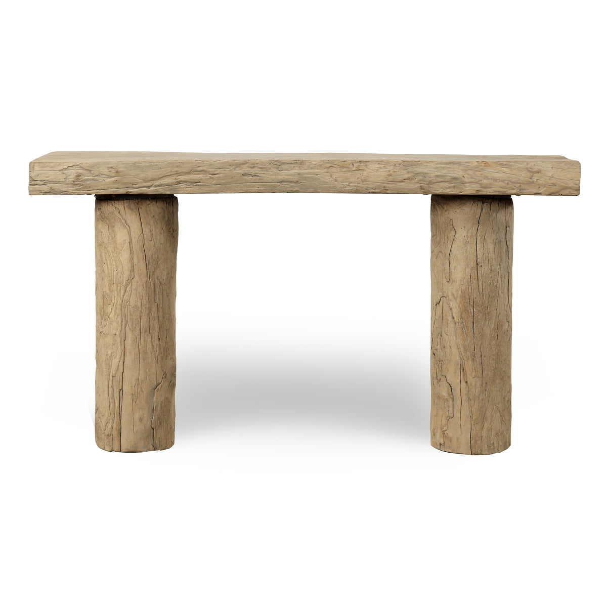 Approx. 50-60 Inches Long Vintage Log Console with Rustic Natural Wood Tone