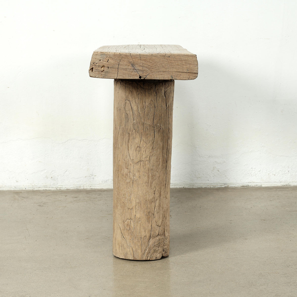 Vintage Log Console 58" Wide with Round Leg Weathered Natural