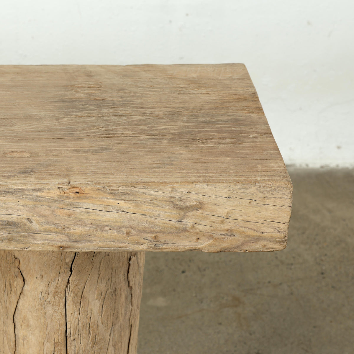 Vintage Log Console 58" Wide with Round Leg Weathered Natural