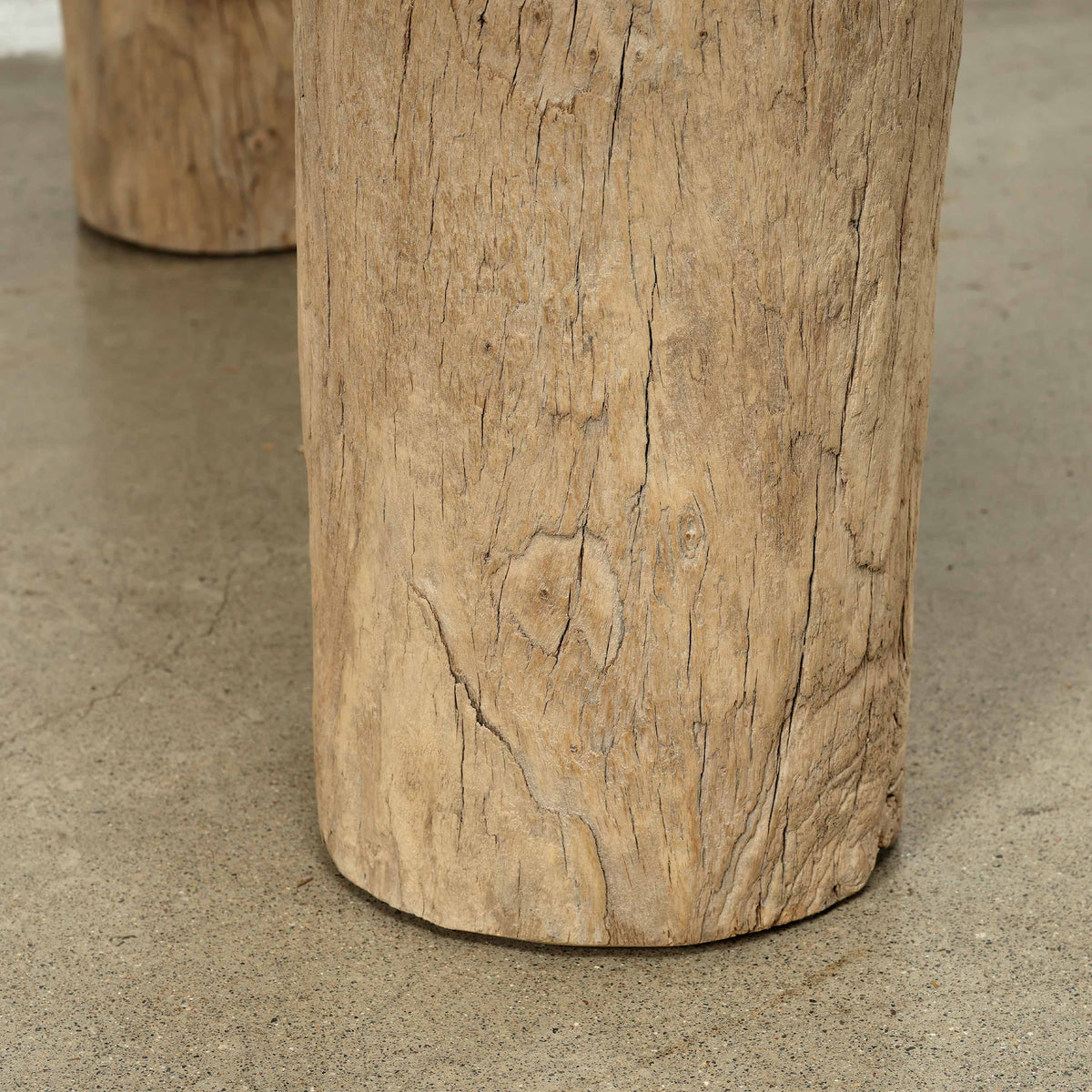 Vintage Log Console 58" Wide with Round Leg Weathered Natural