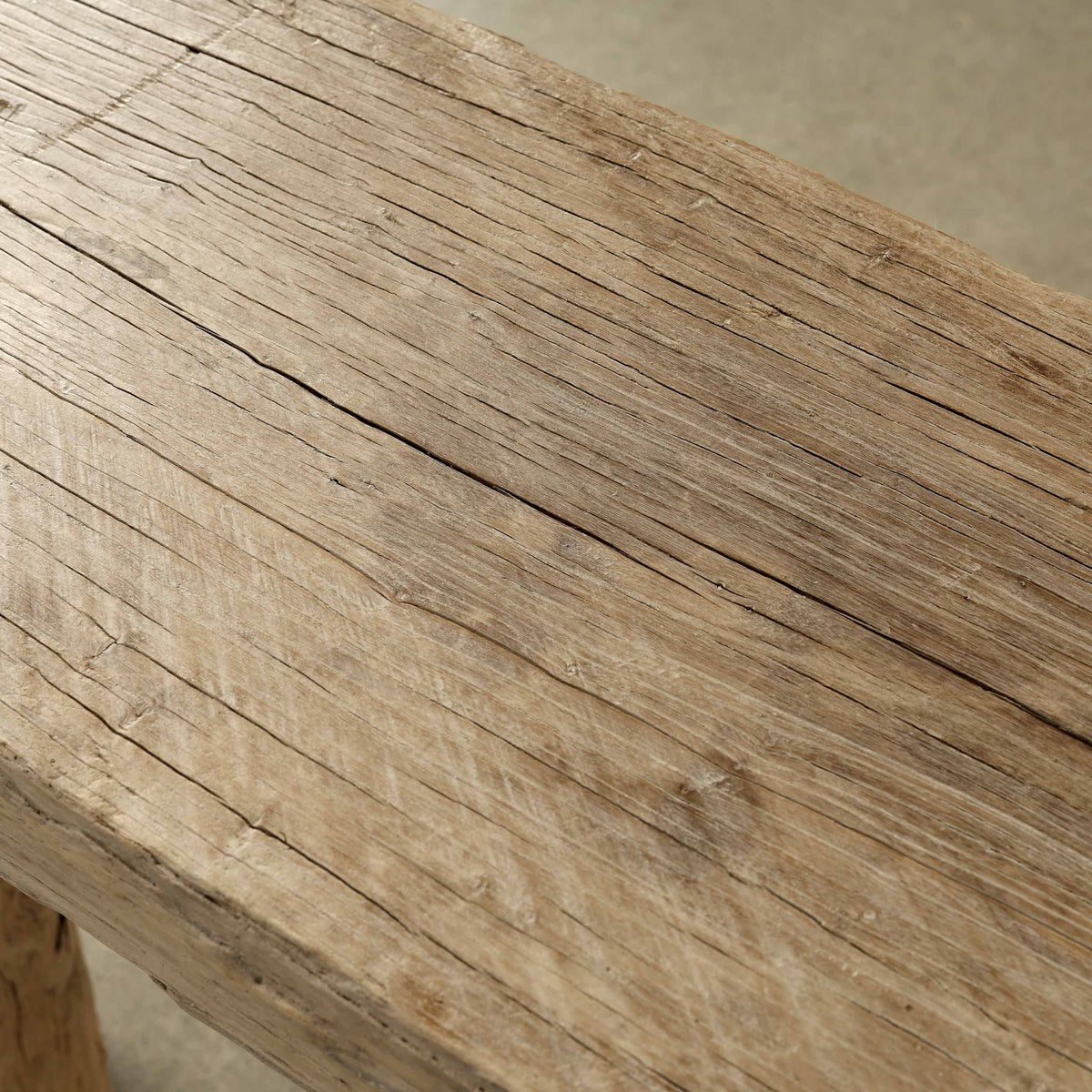 Vintage Log Console 58" Wide with Round Leg Weathered Natural