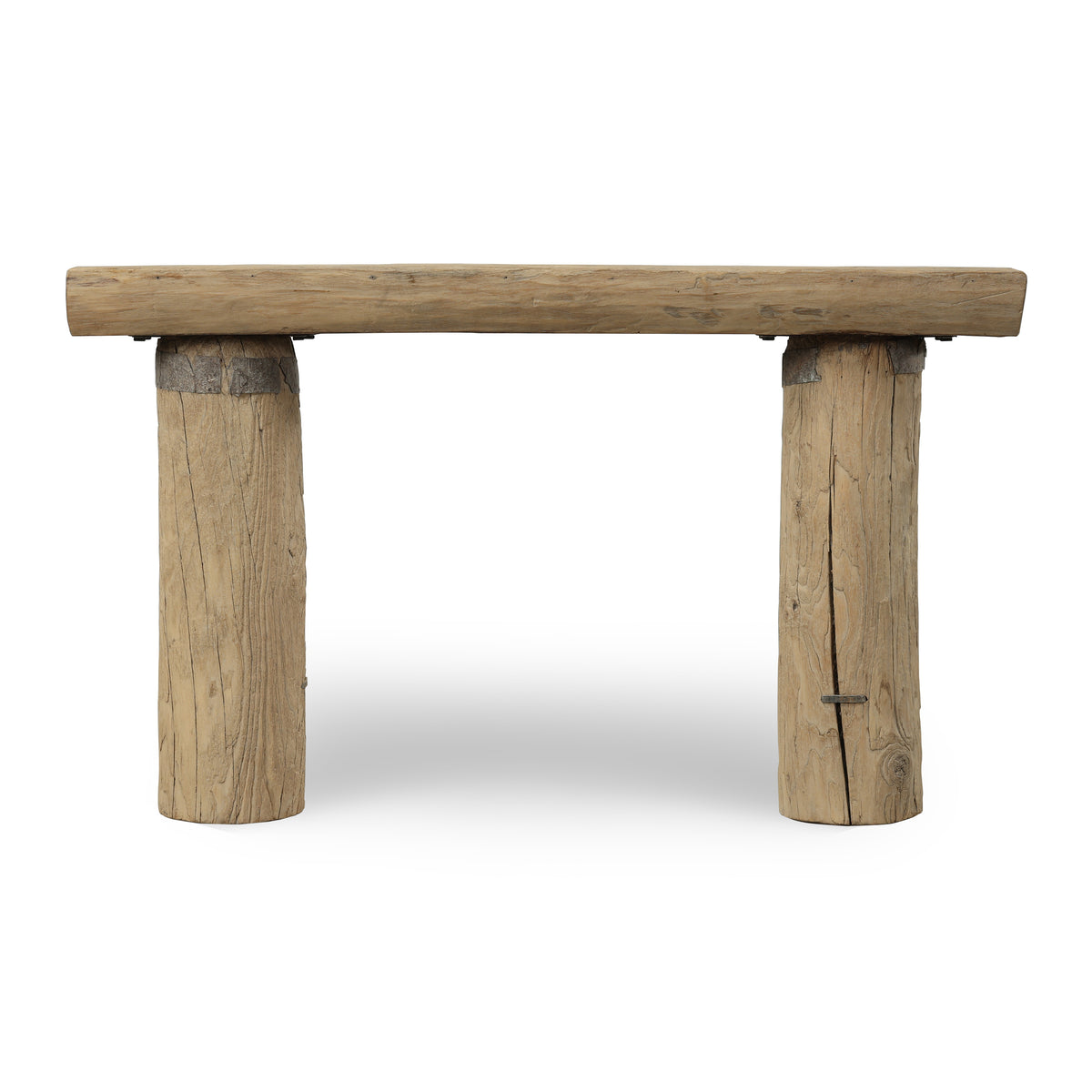 Mini Log Console 52" Wide with Round Leg Weathered Natural