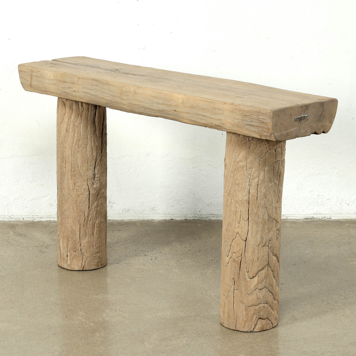 Approx. 51 Inches Long Vintage Log Console with Rustic Natural Wood Tone