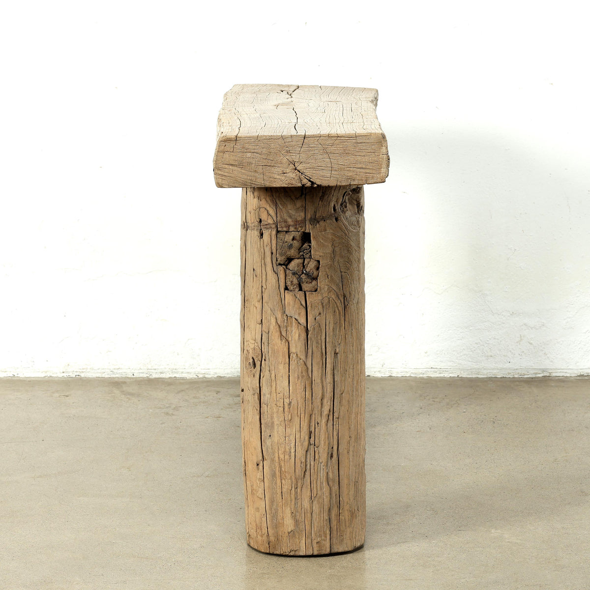 Approx. 57 Inches Long Vintage Log Console with Rustic Natural Wood Tone