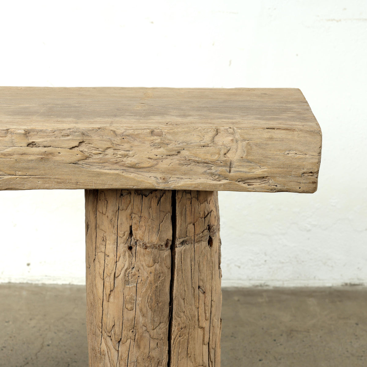 Approx. 57 Inches Long Vintage Log Console with Rustic Natural Wood Tone