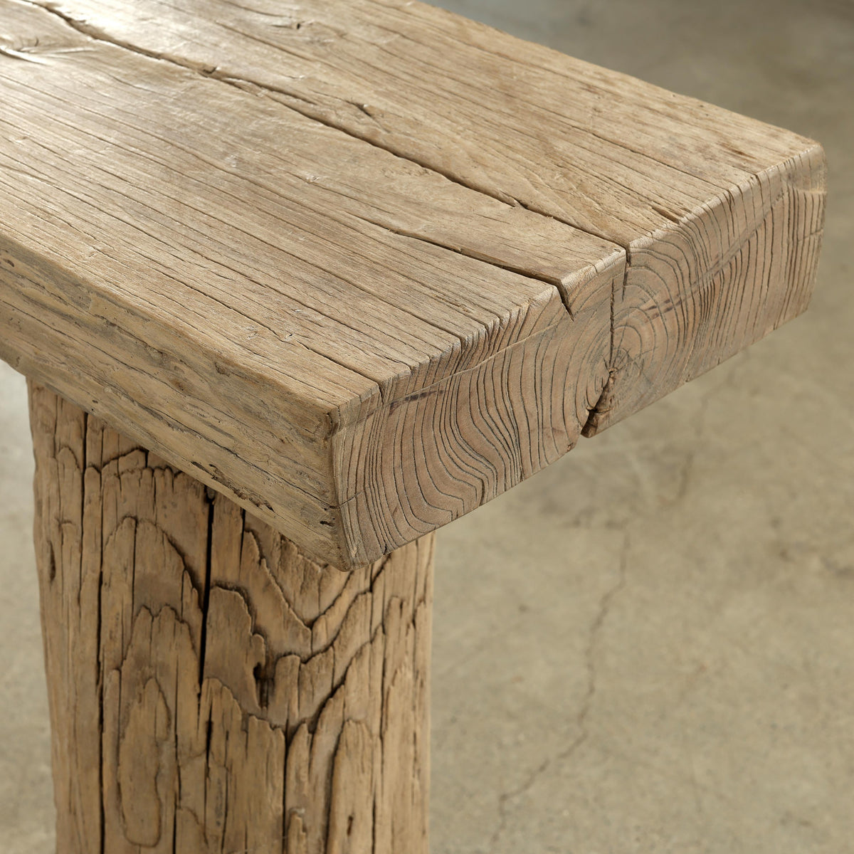 Approx. 50-60 Inches Long Vintage Log Console with Rustic Natural Wood Tone
