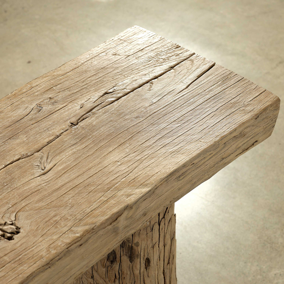 Approx. 57 Inches Long Vintage Log Console with Rustic Natural Wood Tone