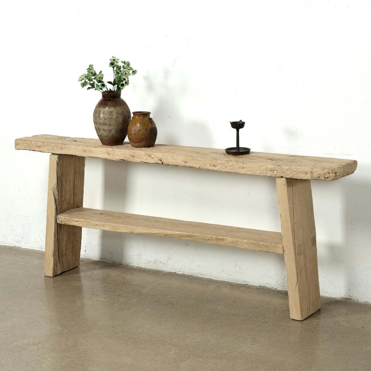 Vintage Console 83" Wide with Tapered Leg Weathered Natural