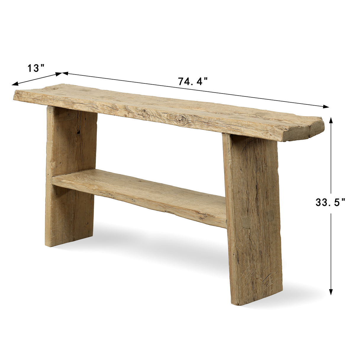Vintage Console 74" Wide with Tapered Leg Weathered Natural