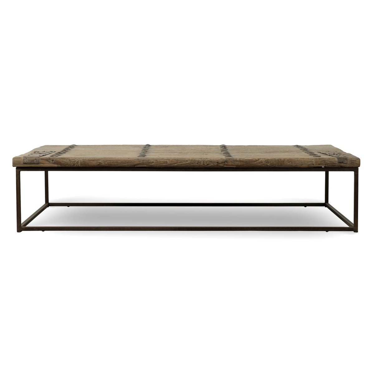 Approx. 69" W 39"D Vintage Door Panel Coffee Table with Metal Legs
