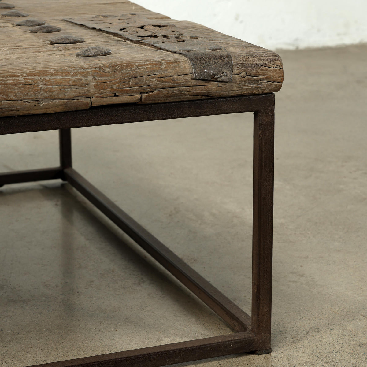 Approx. 69" W 39"D Vintage Door Panel Coffee Table with Metal Legs