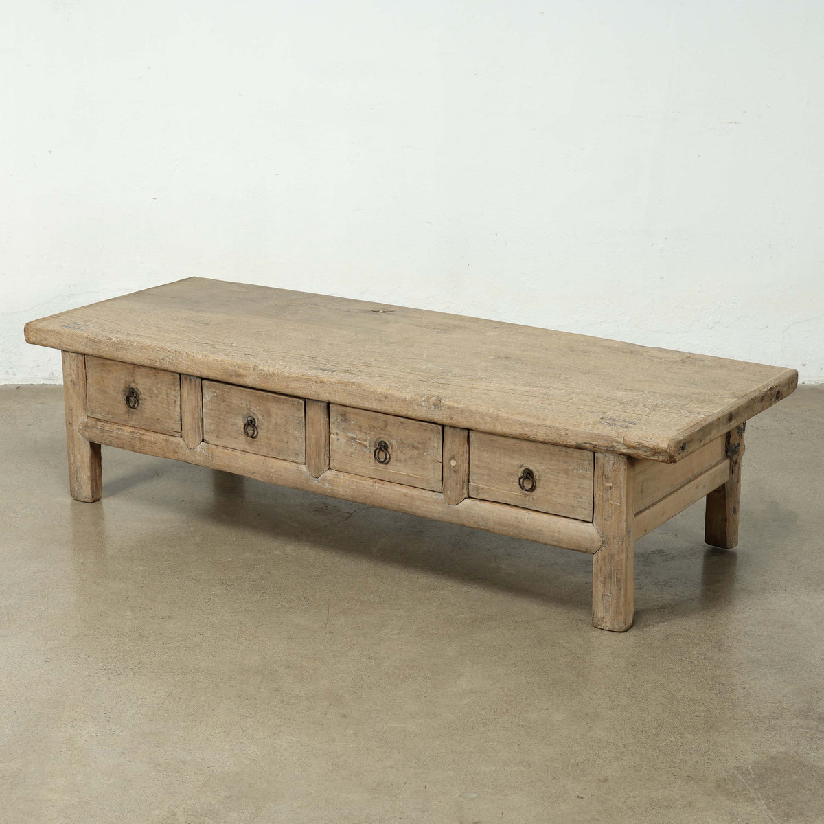 Vintage Elmwood Coffee Table with Four Drawers 71x26x18.5H