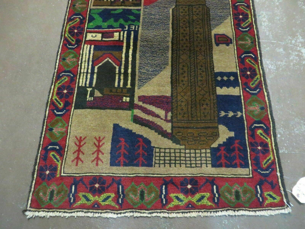 3' X 4' New Vintage Handmade Afghan Balouch Tribal Wool Pictorial Rug # 281 - Jewel Rugs, view 7
