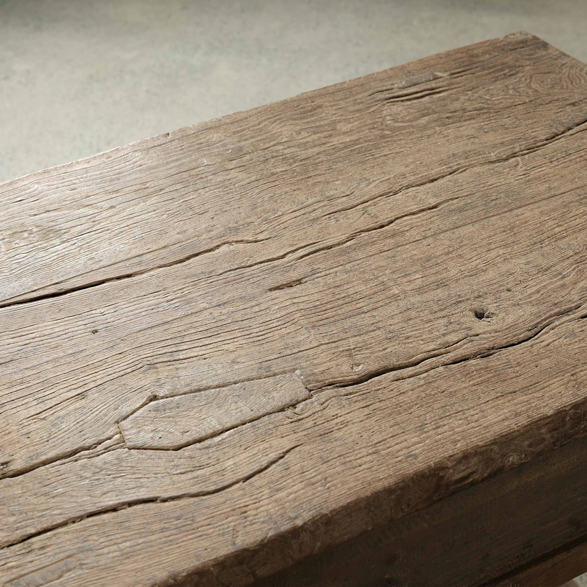 Approx.41 Inches Vintage Table with Storage Weathered Natural