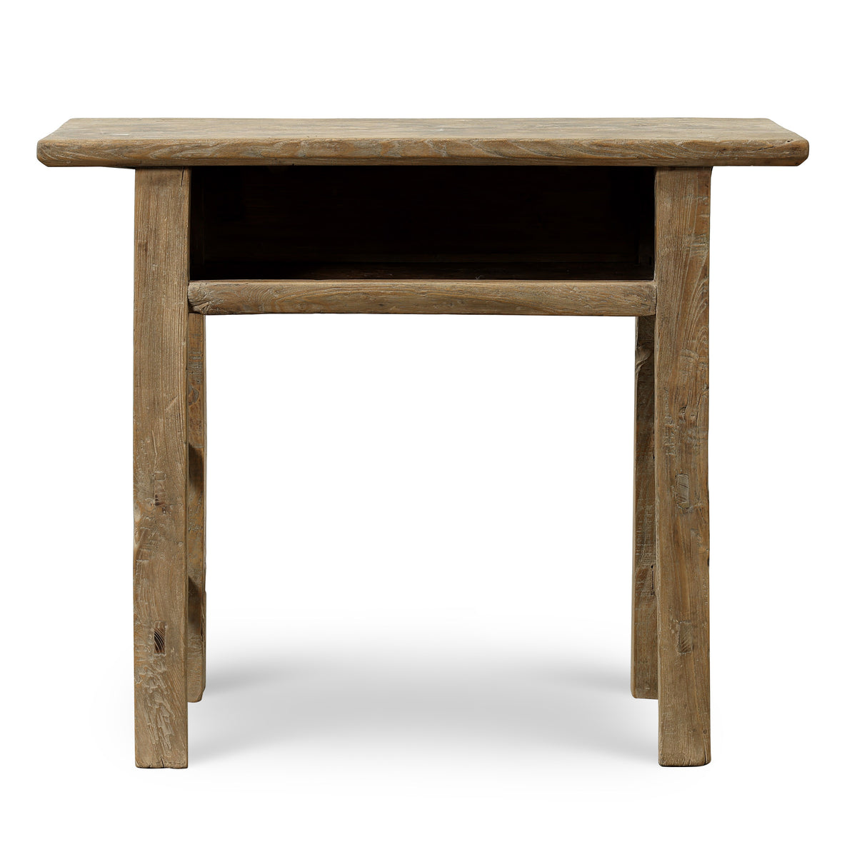 Approx. 39.8 Inches Vintage Table with Storage Weathered Natural