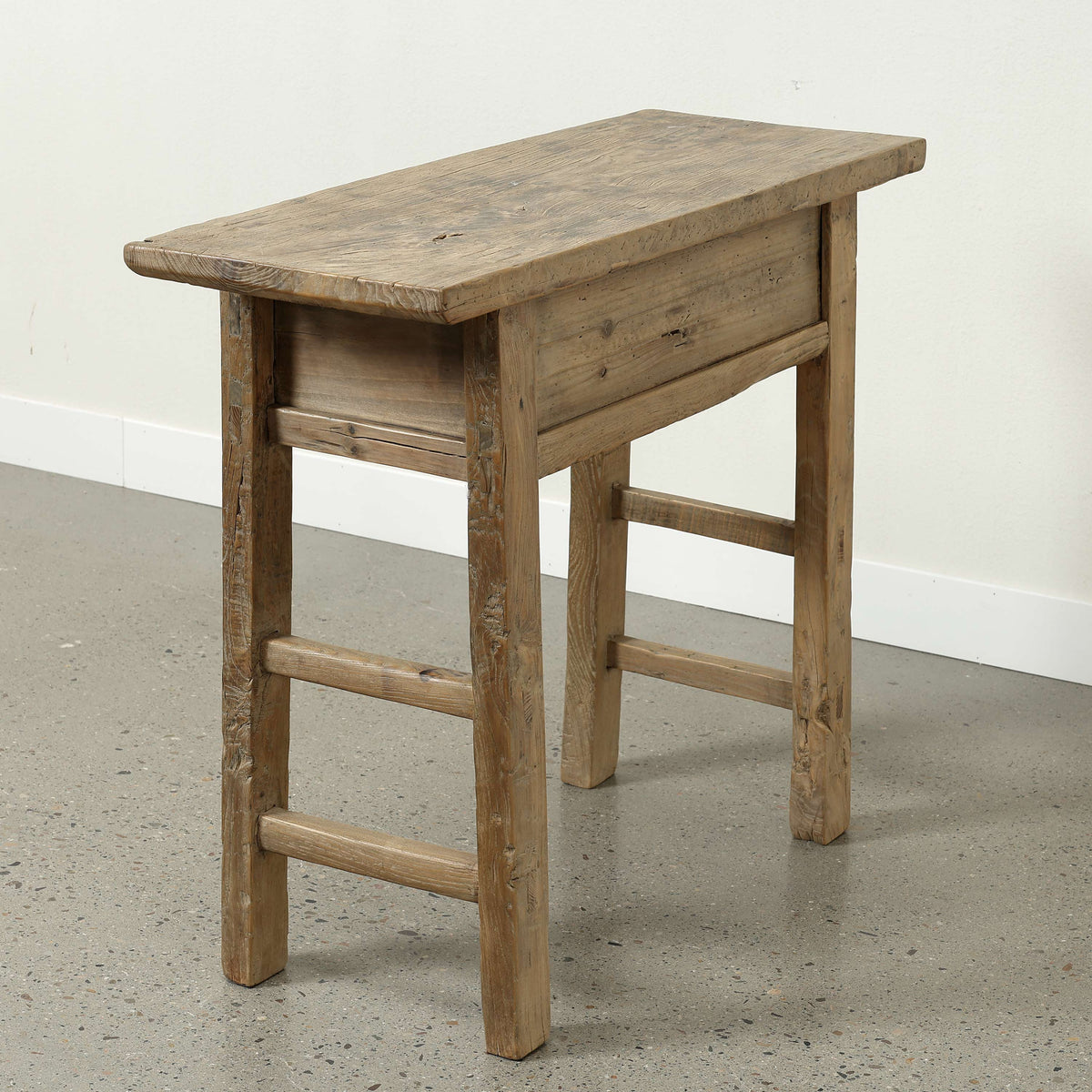 Approx. 39.8 Inches Vintage Table with Storage Weathered Natural