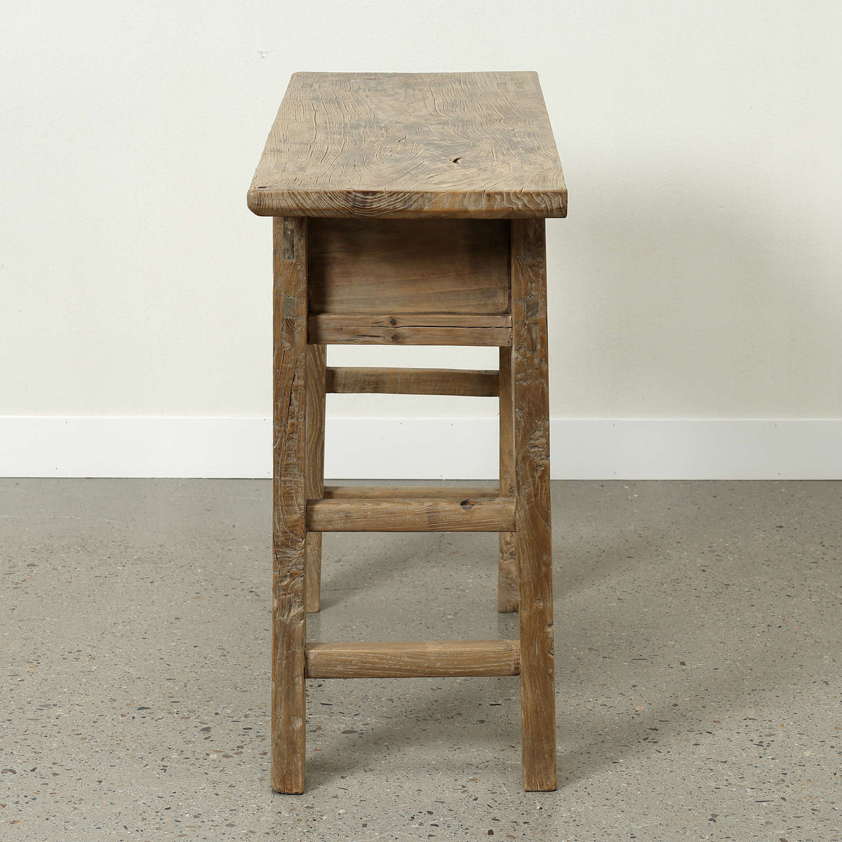 Approx. 39.8 Inches Vintage Table with Storage Weathered Natural
