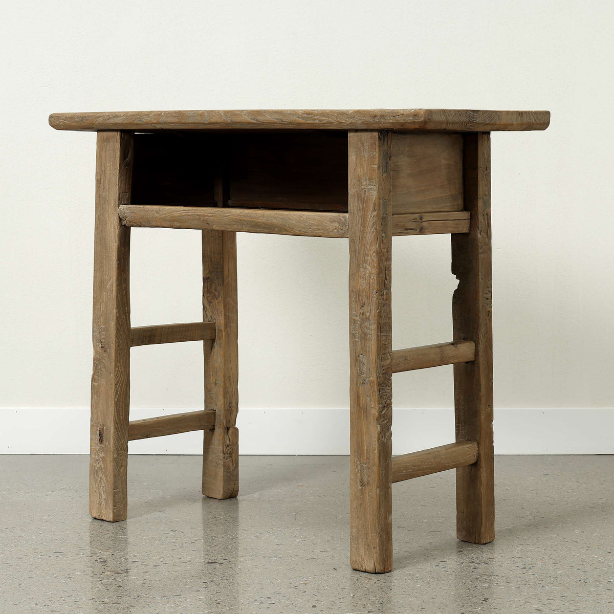 Approx. 39.8 Inches Vintage Table with Storage Weathered Natural