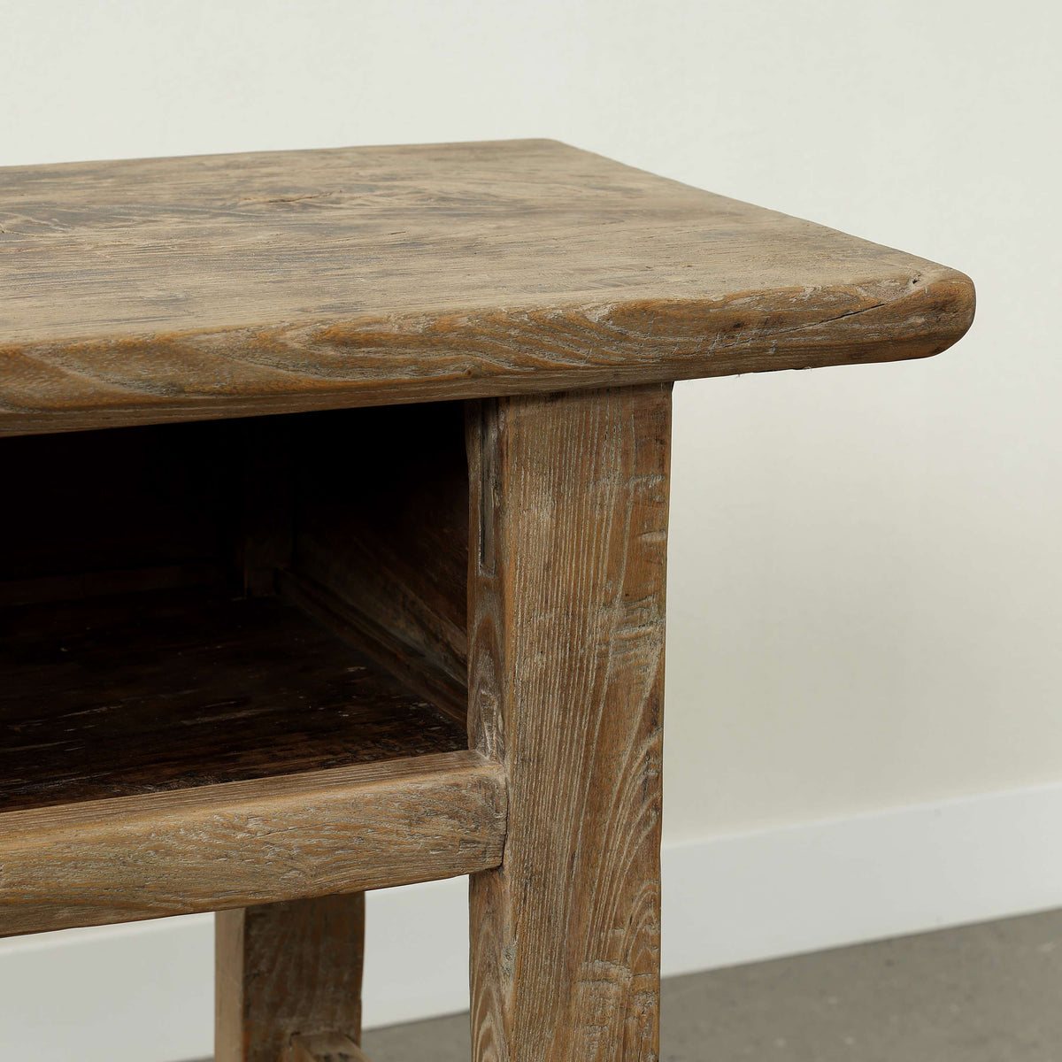 Approx. 39.8 Inches Vintage Table with Storage Weathered Natural